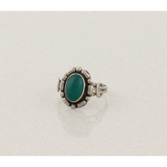 Sterling Silver Green Onyx Ring Size 9 3/4 - Picture 3 of 7